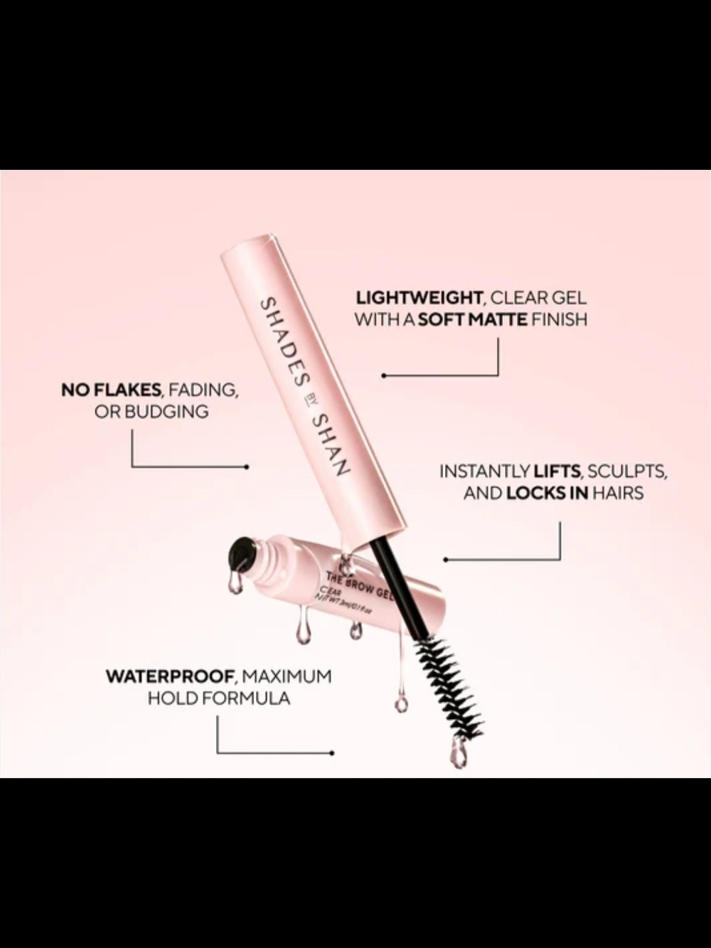 Clear Brow Gel - Soft Pink Waterproof Brow Fix